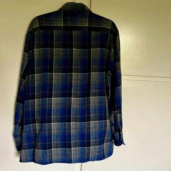 Vancort Blue Plaid Wool Blend Button Down Shirt Size XL - Picture 8 of 9